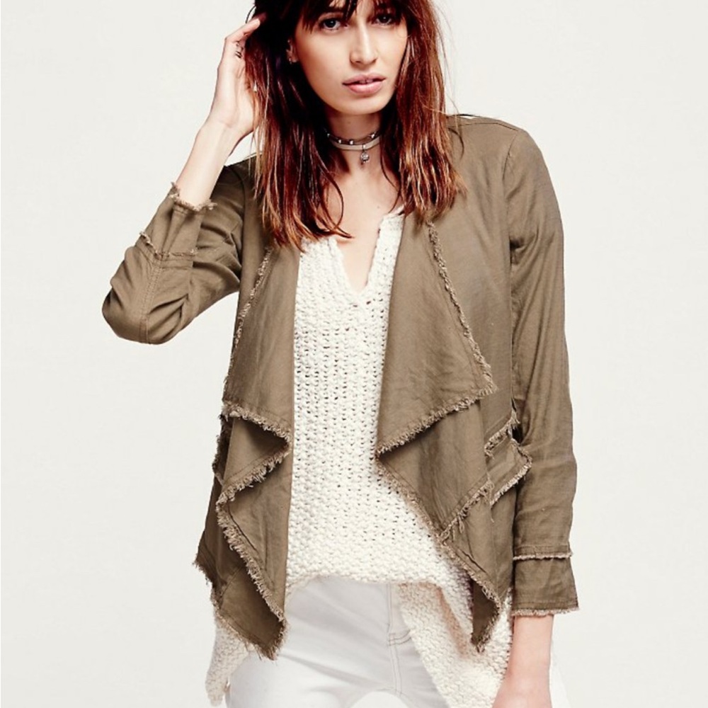 Free people Women’s Days End linen blend drape jacket NWT